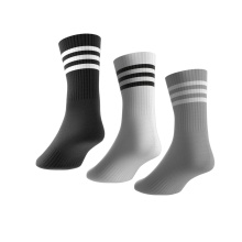 adidas Sportsocken Crew 3-Streifen Cushioned #23 grau/weiss/schwarz - 3 Paar